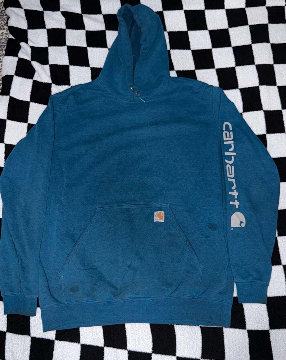 Carhartt Midweight Sleeve Logo Hooded Sweatshirt - Teal Heather L-Tall